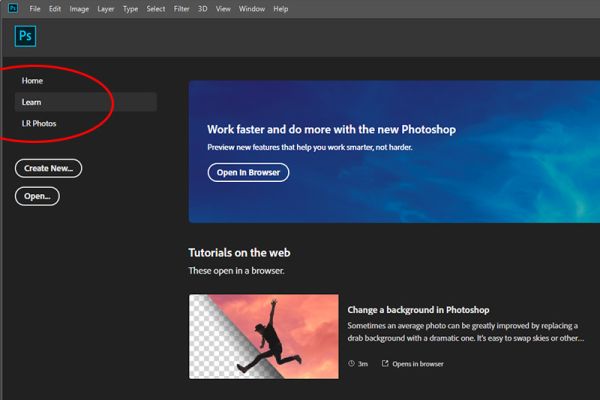 Стартовый экран Adobe Photoshop Стартовый экран Adobe Photoshop
