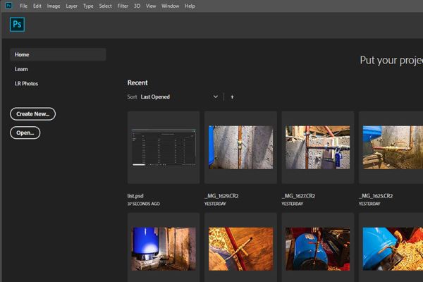Стартовый экран Adobe Photoshop Стартовый экран Adobe Photoshop
